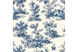 design vintage toile de jouy pattern for textile fabric and home decor