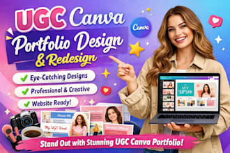 do design  ugc canva portfolio for your website front, landing page mockup