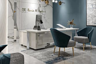 rebuild clinic office interior design, floor layout with 3d workspace rendering