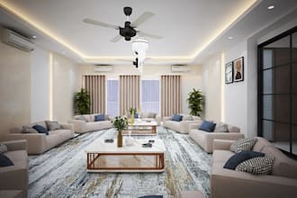 revit 2d 3d home interior,beige sofa set design, open floor plan, space planning