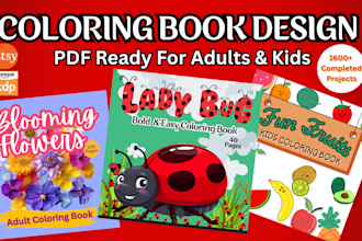 design bold and easy coloring book pages for kids and adults