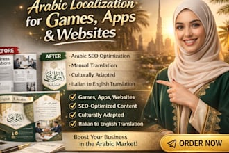 do arabic seo localization for games apps websites and translate italian format