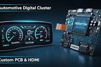 design automotive digital cluster, hdmi flexible pcb for speedometer, rpm, feul