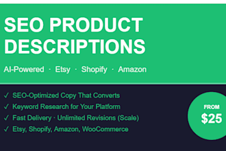 write SEO product descriptions using ai for your shopify, etsy, or amazon store
