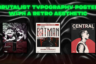 create a brutalist typography poster with a retro aesthetic