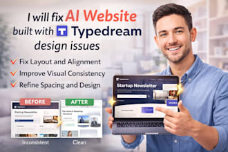 fix typedream ai website design issues and improve layout