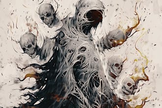 draw amazing dark art illustration for your merch