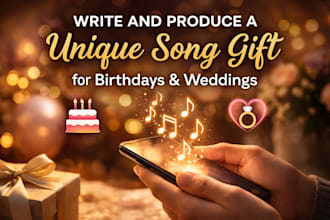 write and produce a unique custom song gift for birthdays weddings special event