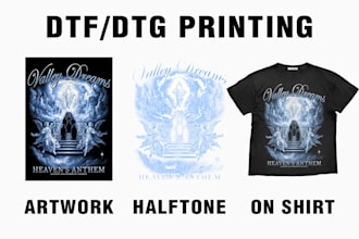 make your artwork to halftone for dtf or dtg tshirt printing