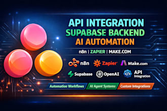 do api integration supabase backend ai agent automation with n8n zapier make com