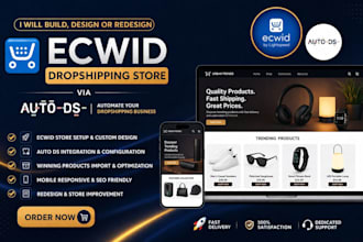 build ecwid dropshipping store via autods website design or redesign ecwid store