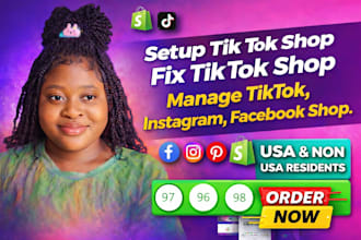 setup tik tok shop, fix tik tok shop, manage tiktok, instagram facebook shop