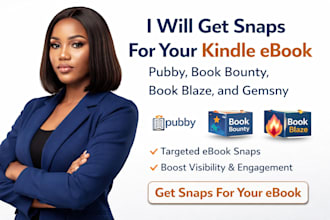 get snaps for your kindle ebook on pubby, book bounty, book blaze, and gemsny