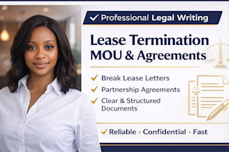 draft lease termination notice, break lease letter mou and partnership agreement