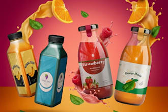 design juice label,water and beverage bottles,can labels,juice bottles mockup