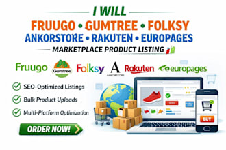 fruugo gumtree folksy ankorstore rakuten europages marketplace product listing