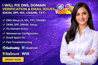 setup godddy bluehost siteground wix domain dkim namesrvers dns txt cname error