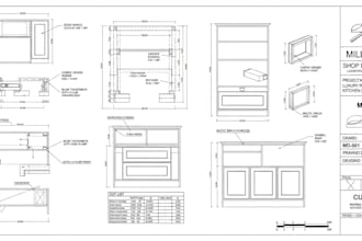 draft precise and detailed professional millwork shop drawings