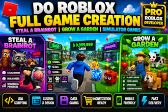 do roblox full game creation, steal a brainrot, grow a garden or simulator game