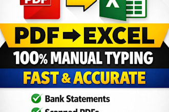 convert bank statements pdf to excel, typing job, scan pdf to word or excel