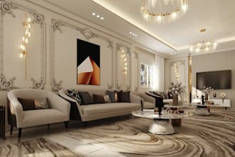 reconstruct 3d royal house,villa interior,open plan concept,indoor lounge render