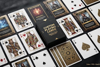 design custom playing card deck design, poker cards and card game illustration