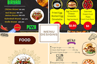 design a professional restaurant menu