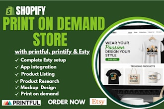 do shopify print on demand  printful shopify pod store printify esty pod store