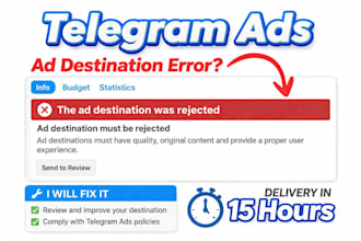 solve telegram ads rejection for telegram ads destination