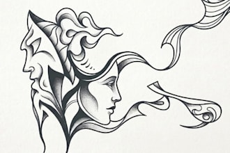 create a unique mysterious abstract line art design