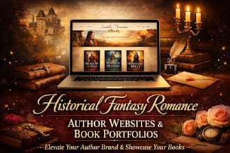 design historical fantasy romance author website and book portfolio