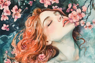 draw custom watercolor portrait and digital illustration