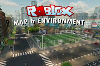 build roblox map, environment, lobby, gameplay areas in roblox studio, 3d model