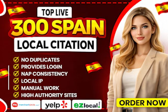 create 300 spain local citations for SEO and google ranking