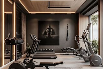 design modern and professional gym interior with 3d render for fitness spaces