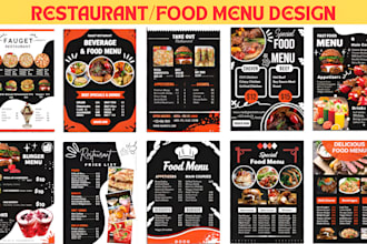 design restaurant menu, food menu design and digital menu