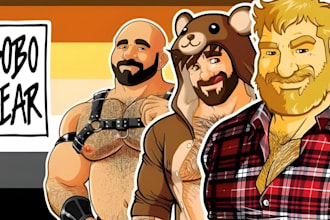 draw your hairy gay bear, daddy, chubby gay bara muscle, nsfw muscle bear man