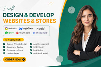 create webador webflow adalo glide thunkable kreezalid website store design