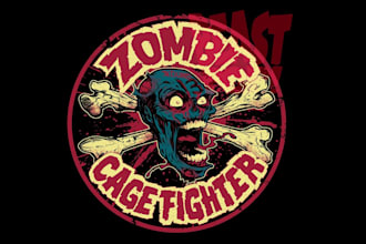 design high quality zombie mascot logo with t shirt design