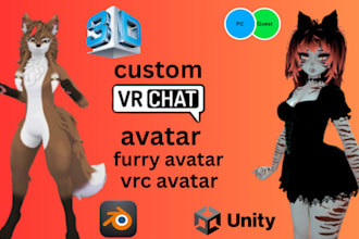 create a unique vrchat avatar furry avatar with full features and optimization