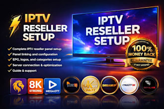 configure a reseller panel with full credits, strong 8k, mega ott, trex