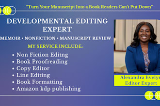 do memoir book editing, proofread and format nonfiction book, copy line editor