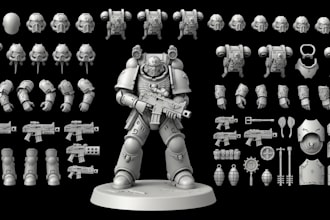 sculpt 3d space marine warhammer miniature shoulder pads weapon stl for printing