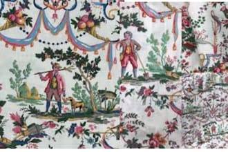 design seamless toile de jouy textile pattern for fabric, fashion and home decor