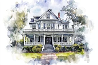 draw watercolor illustration of your house or landscape