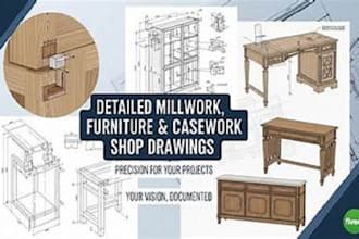 create detailed millwork shop drawings for cabinets and furniture