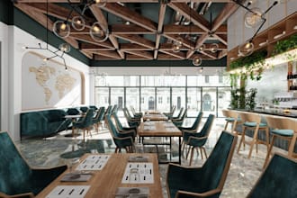 design 3d restaurant interior , cafe, bar, retail stores realistic 3d rendering