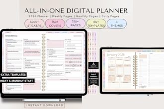 do editable etsy digital planner kdp journal hyperlinked planner digital product