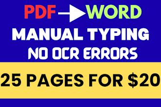 manually convert PDF to word or excel with no ocr errors
