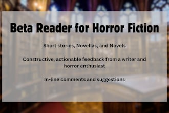 beta read your horror short story, novella, or novel